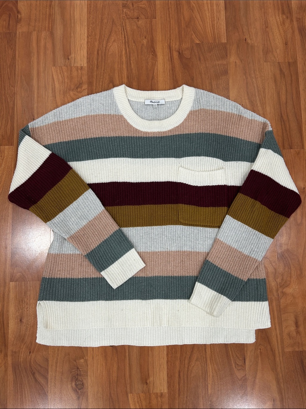Madewell Striped Crewneck Sweater in Cream, Sage, Blush, Mustard & Burgundy